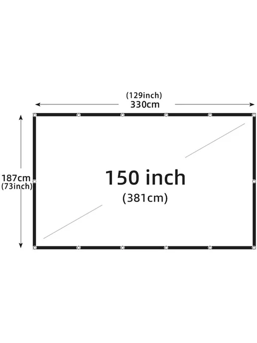 GAINVANE 150" экран для проектора Белый без складок, белый, фото 2