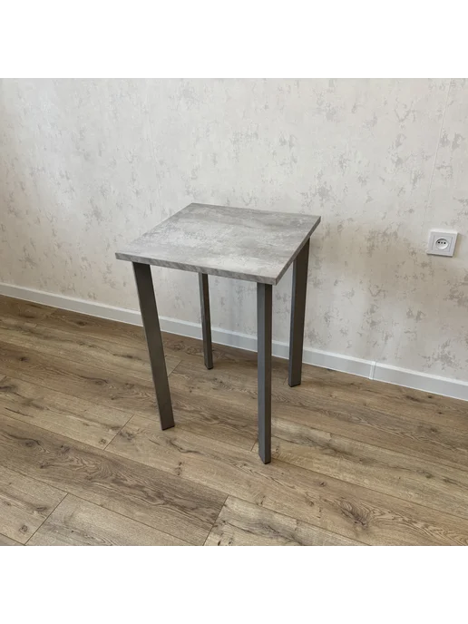 RostovStol Стол игровой бетон светлый 50*50 см. Ножки Серый хром, 60x50 см, фото 4