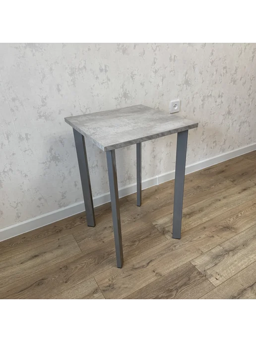 RostovStol Стол игровой бетон светлый 50*50 см. Ножки Серый хром, 60x60 см, фото 5