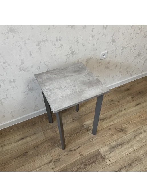 RostovStol Стол игровой бетон светлый 50*50 см. Ножки Серый хром, 60x60 см, фото 6