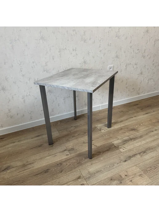 RostovStol Стол игровой бетон светлый 50*50 см. Ножки Серый хром, 70x60 см, фото 5