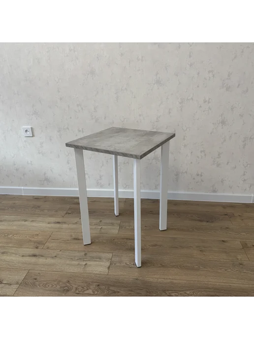 RostovStol Стол игровой бетон светлый 90*70 см. Белые ножки, 60x60 см, фото 5