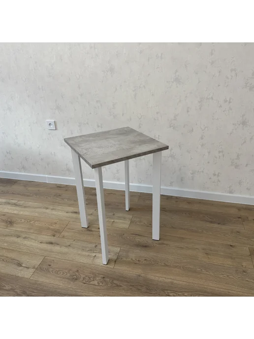 RostovStol Стол игровой бетон светлый 90*70 см. Белые ножки, 60x60 см, фото 6