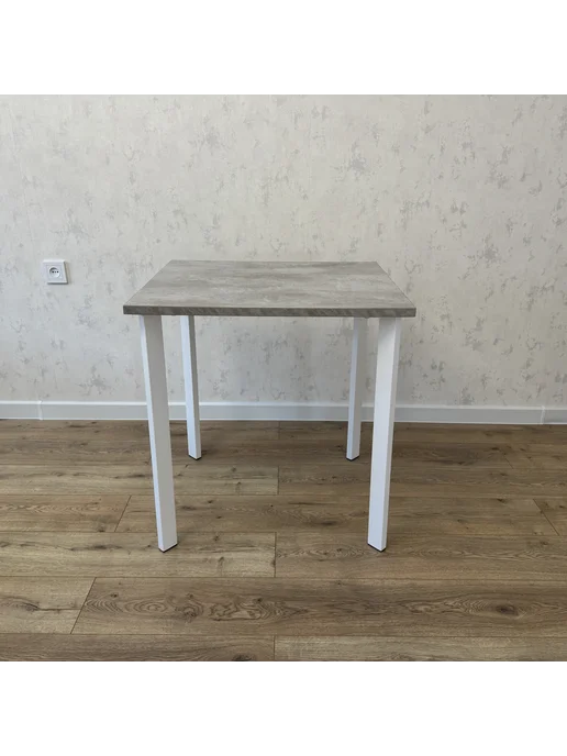 RostovStol Стол игровой бетон светлый 90*70 см. Белые ножки, 70x60 см, фото 4