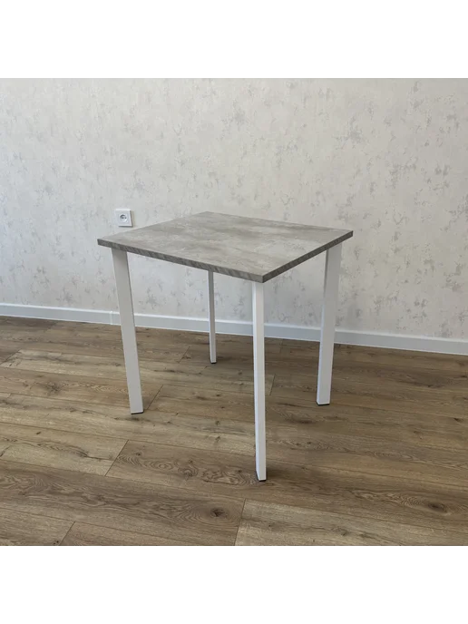 RostovStol Стол игровой бетон светлый 90*70 см. Белые ножки, 70x60 см, фото 5