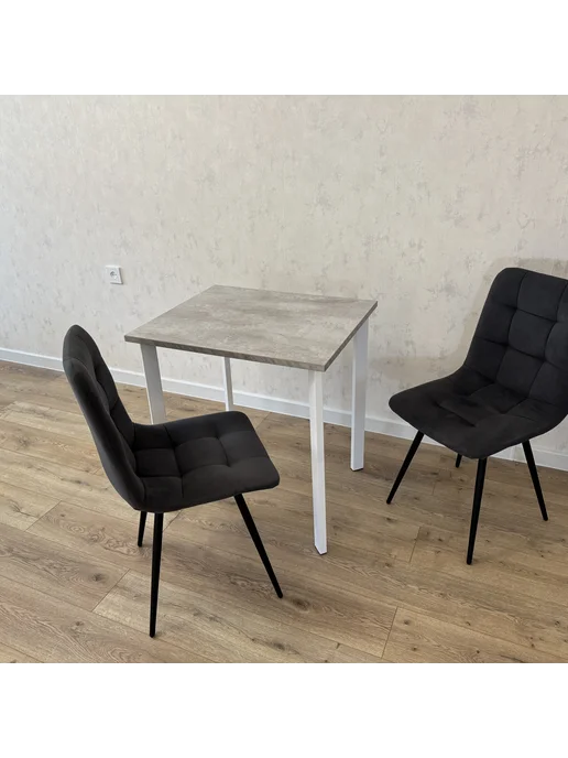 RostovStol Стол игровой бетон светлый 90*70 см. Белые ножки, 80x70 см, фото 2