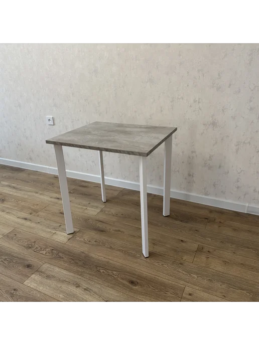 RostovStol Стол игровой бетон светлый 90*70 см. Белые ножки, 80x70 см, фото 3