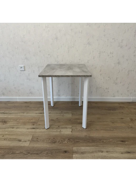 RostovStol Стол игровой бетон светлый 90*70 см. Белые ножки, 80x70 см, фото 6