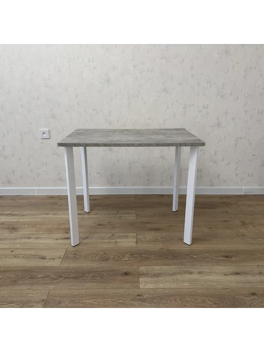 RostovStol Стол игровой бетон светлый 90*70 см. Белые ножки, 100x70 см, фото 3