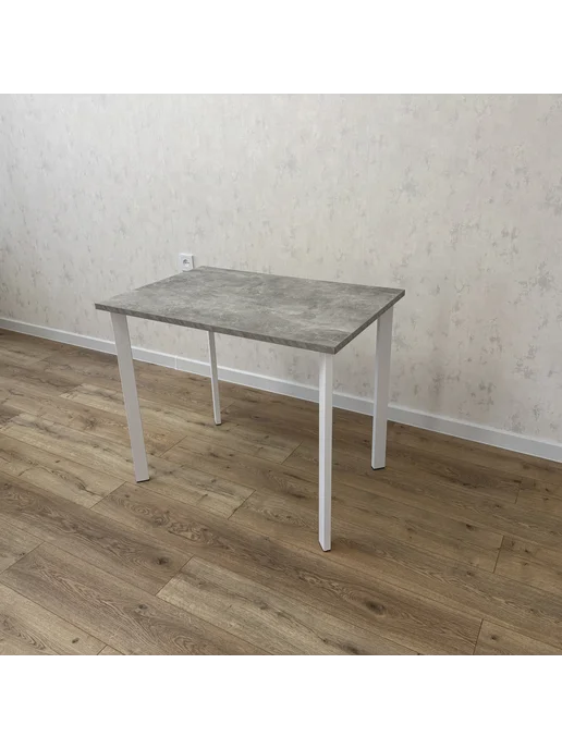 RostovStol Стол игровой бетон светлый 90*70 см. Белые ножки, 100x70 см, фото 4