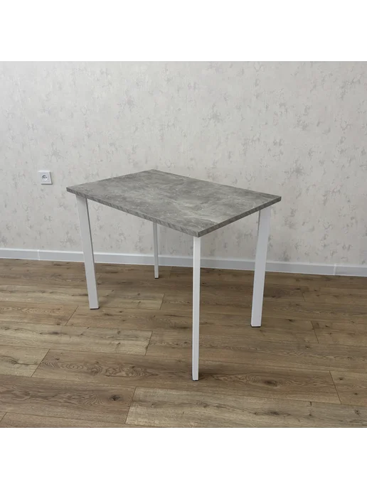 RostovStol Стол игровой бетон светлый 90*70 см. Белые ножки, 100x70 см, фото 5