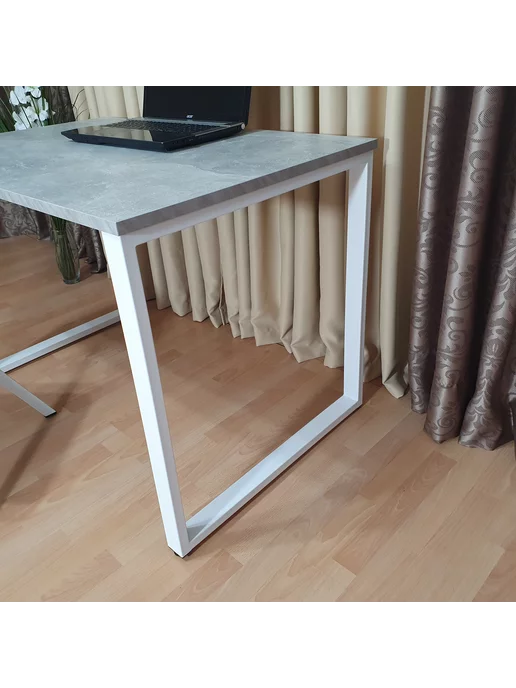 RostovStol Стол игровой лофт бетон светлый 100*70 см. Белые ножки, 100x70 см, фото 5
