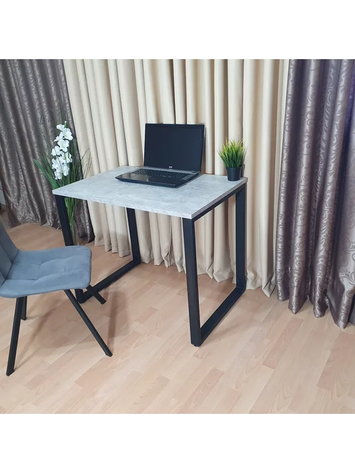 RostovStol Стол игровой лофт бетон светлый 90*60 см. Черные ножки, 90x60 см, фото 3