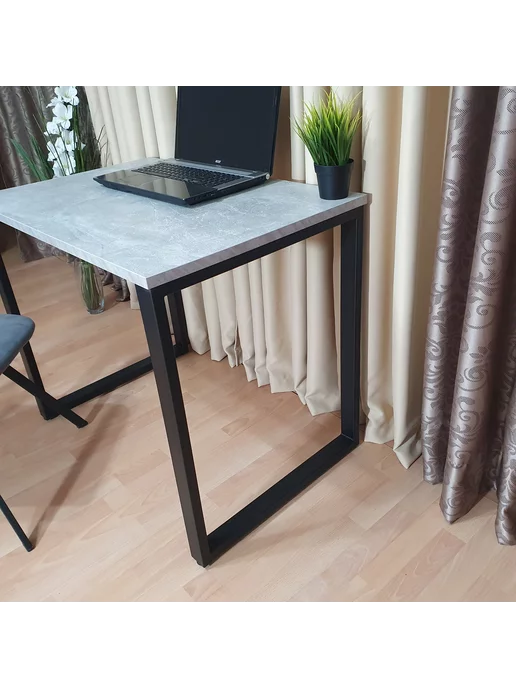 RostovStol Стол игровой лофт бетон светлый 90*60 см. Черные ножки, 90x60 см, фото 4