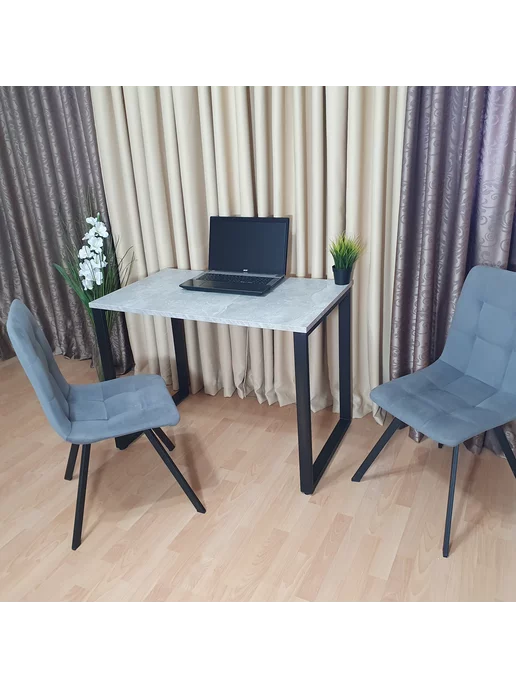 RostovStol Стол игровой лофт бетон светлый 70*60 см. Черные ножки, 100x60 см, фото 2