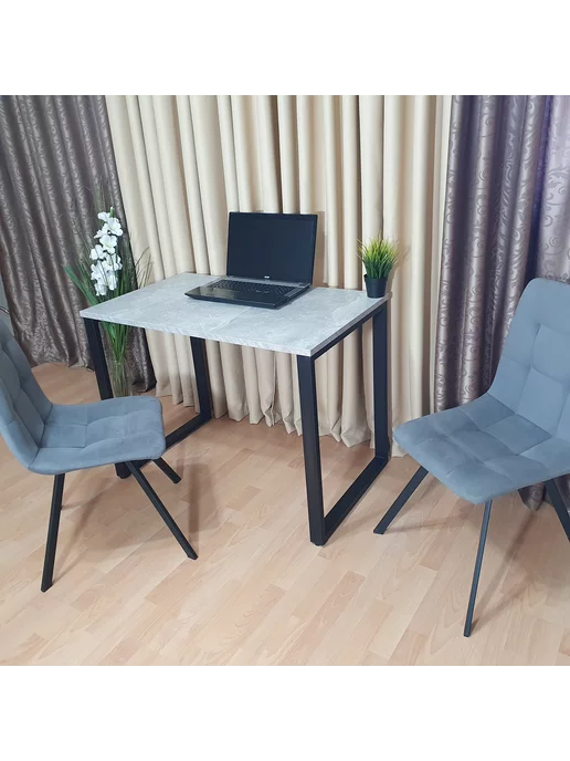 RostovStol Стол игровой лофт бетон светлый 70*60 см. Черные ножки, 100x60 см, фото 3