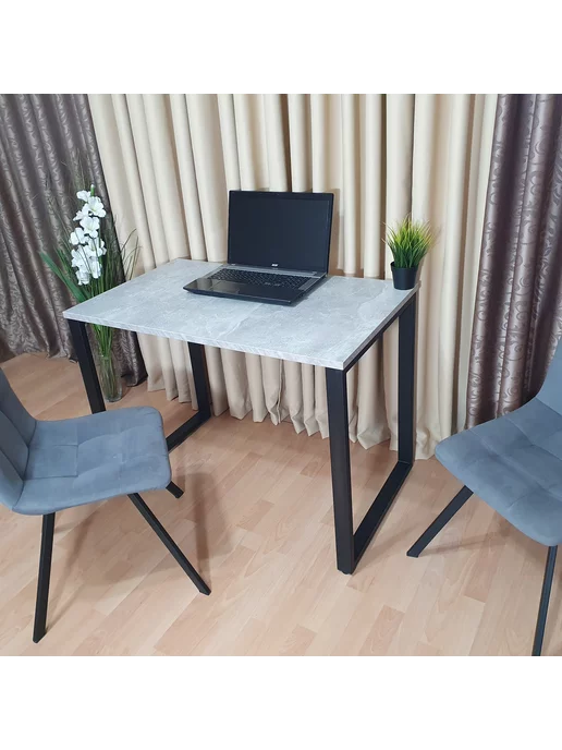 RostovStol Стол игровой лофт бетон светлый 70*60 см. Черные ножки, 100x60 см, фото 4