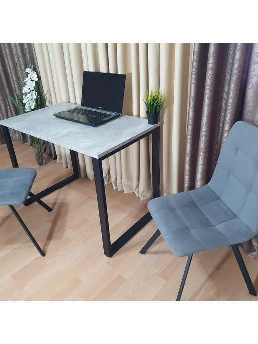 RostovStol Стол игровой лофт бетон светлый 70*60 см. Черные ножки, 100x60 см, фото 5