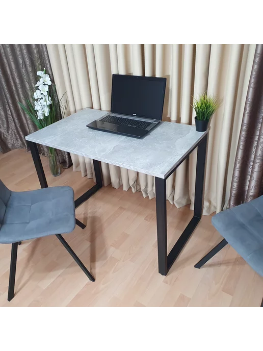 RostovStol Стол игровой лофт бетон светлый 70*60 см. Черные ножки, 100x60 см, фото 6
