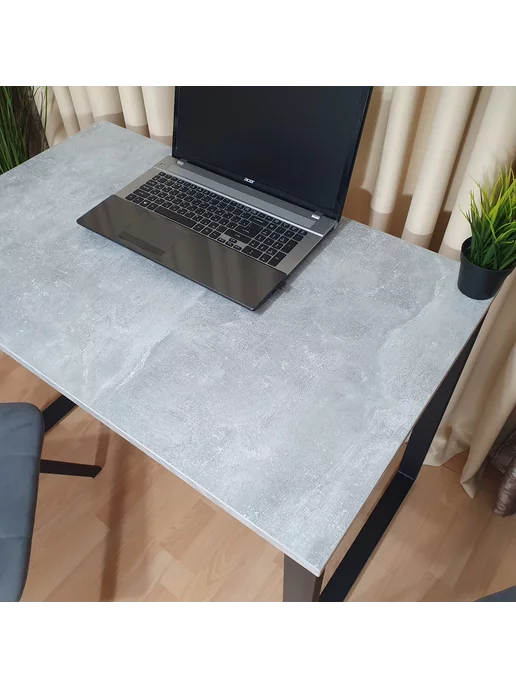 RostovStol Стол игровой лофт бетон светлый 70*60 см. Черные ножки, 100x60 см, фото 7