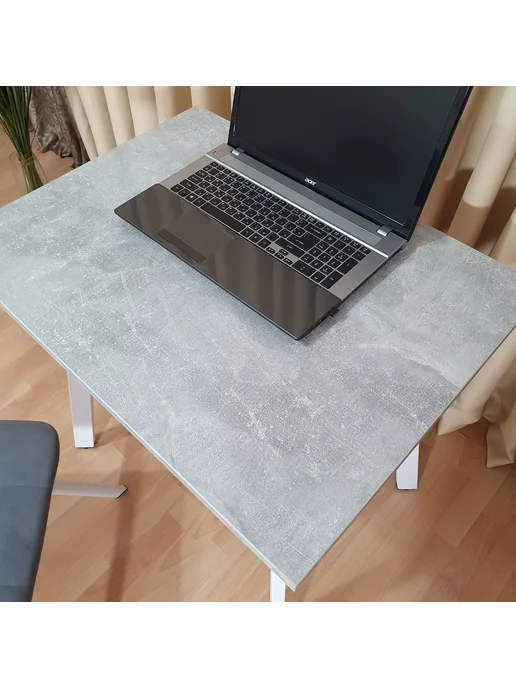 RostovStol Стол игровой НИК бетон светлый 80*70 см. Черные ножки, 80x60 см, фото 5