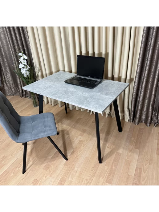 RostovStol Стол игровой НИК бетон светлый 110*70 см. Черные ножки, 110x70 см, фото 3