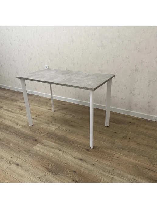 RostovStol Стол письменный бетон светлый 110*60 см. Белые ножки, 110x60 см, фото 3