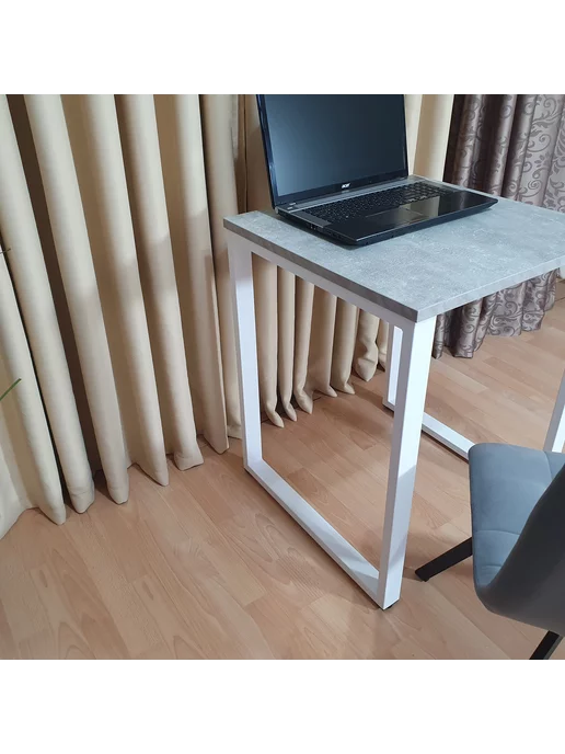 RostovStol Стол письменный Лофт бетон светлый 80*60 см. Черные ножки, 60x60 см, фото 6
