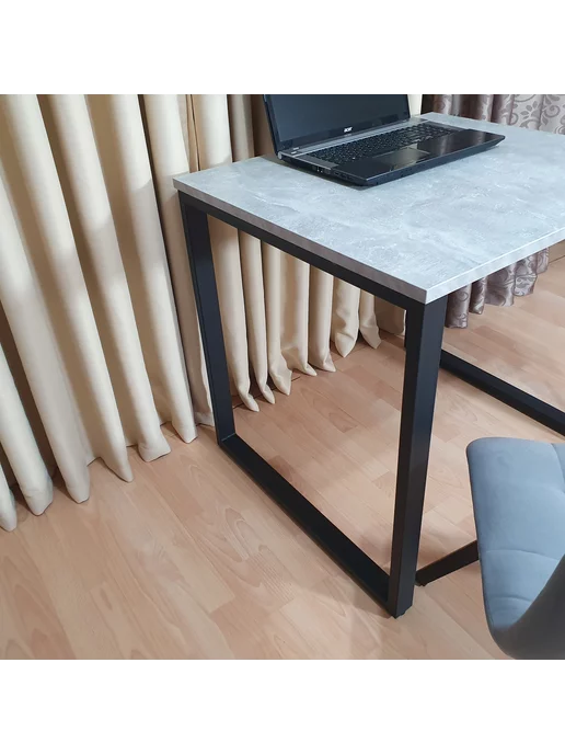 RostovStol Стол письменный Лофт бетон светлый 80*60 см. Черные ножки, 80x70 см, фото 7