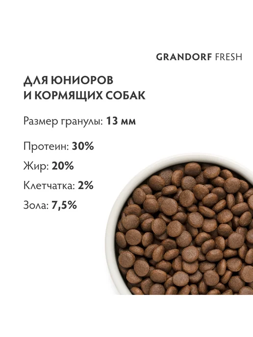 Сухой корм Grandorf' Пробиотиками Батат для собак, щенки, ягненок, 10 кг, фото 3