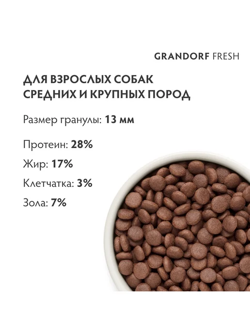 Сухой корм Grandorf' Живыми Пробиотиками для собак, ягненок, 1 кг, фото 3