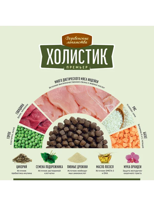 Сухой корм Деревенские лакомства Премьер для собак, мелкие, индейка, 3 кг, фото 4