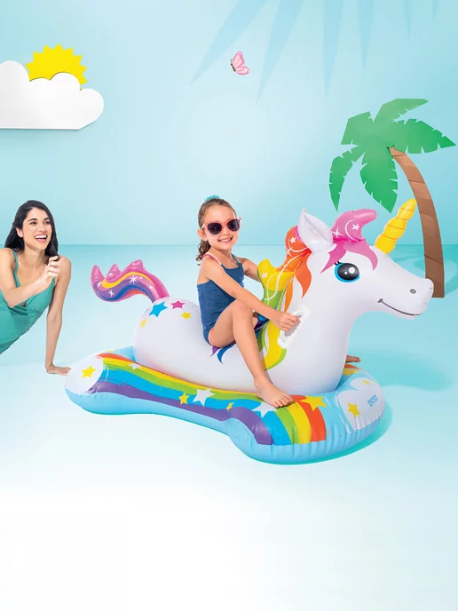 INTEX SALE% Круг для плавания "Единорог", голубой