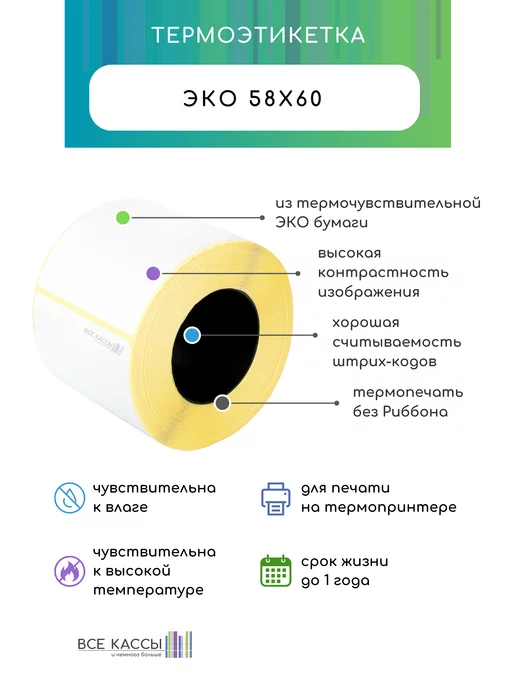 B-MALL Термоэтикетка ЭКО 58х60 - 1 шт, 58x60, 16 шт, фото 4