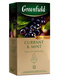 Чай в пакетиках черный со смородиной Currant&Mint, 25шт GREENFIELD 242287272 купить за 135 ₽ в интернет-магазине Wildberries