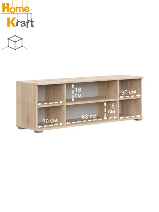 Home Kraft Тумба под ТВ NOVA, Дуб Сонома, Белый, белый, фото 4