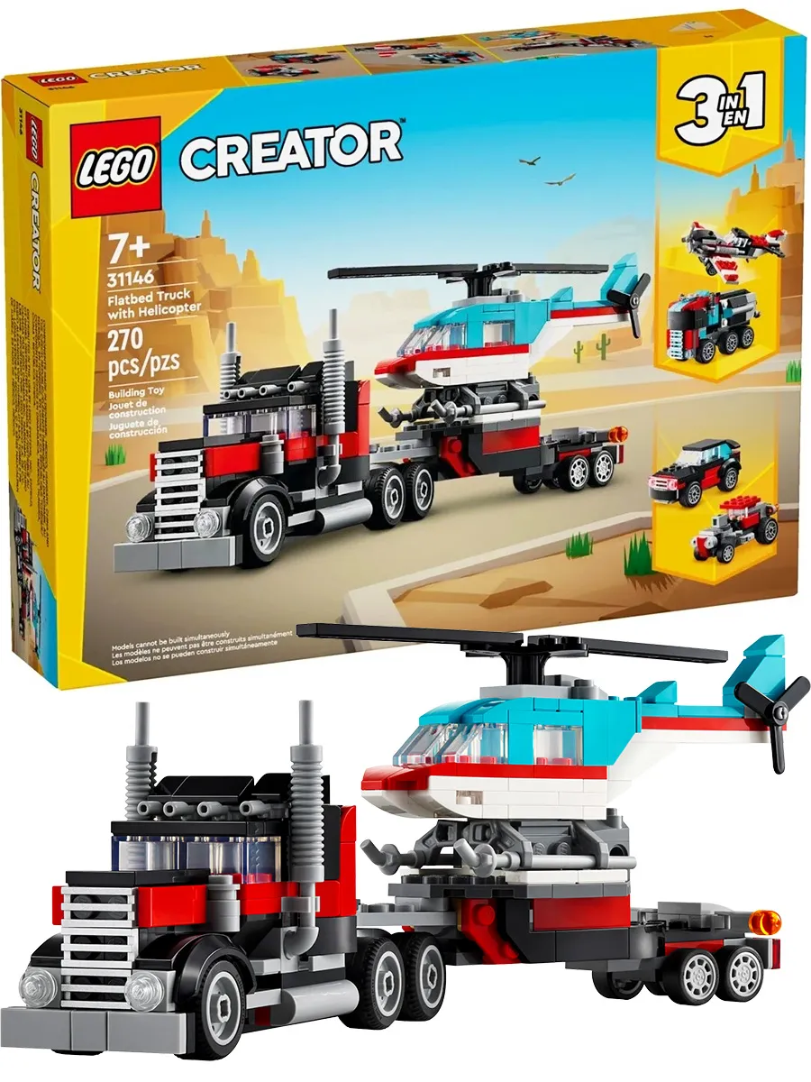 Конструктор Creator 31146 Бортовой грузовик с вертолетом 3в1