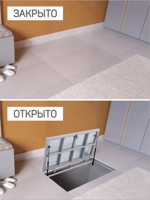 Lukoff Люк ревизионный напольный под плитку Гарант 80х80, 65x65, фото 4