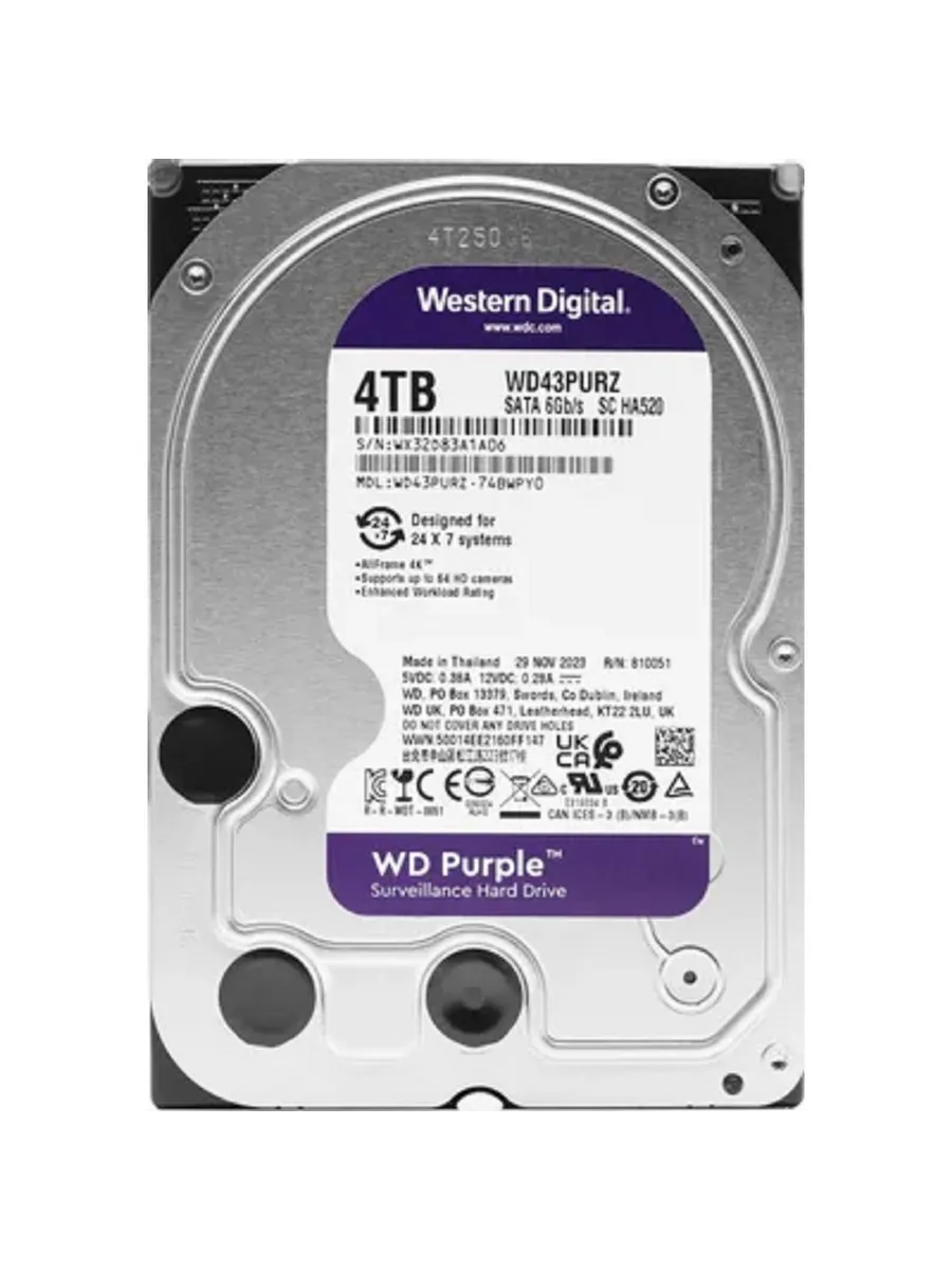 Внутренний HDD жесткий диск WD43PURZ Purple 4000ГБ