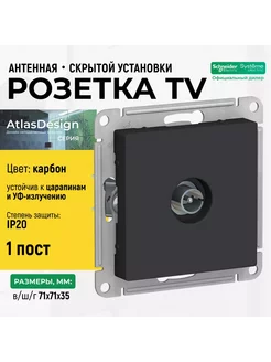 Розетка антенная AtlasDesign Карбон одинарная TV