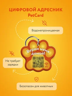 Адресник для собаки и для кошек с QR кодом и NFC