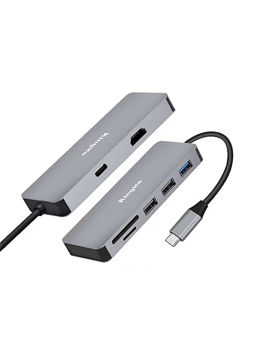 Kingma Карт-ридер BMU012, хаб 7 в 1, USB Type-C, серый, фото 2