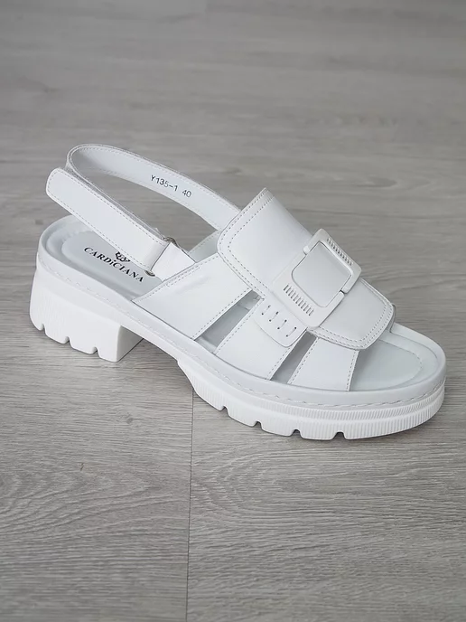 BIANCO BUCCI Босоножки кожаные на массивной подошве, белый, фото 5