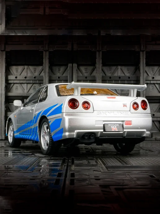 astrotoys Машинка металлическая Nissan Skyline GT-R в кузове R34, серый, фото 6