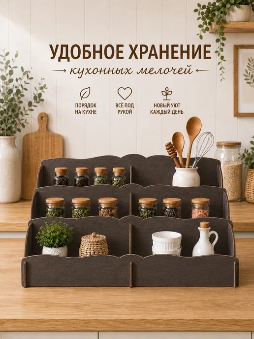 GreenWood Russia Полочка под специи, универсальная, коричневый