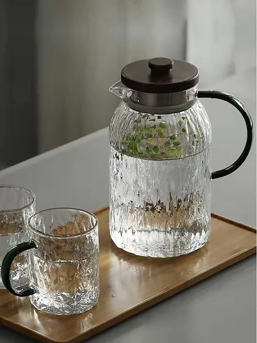OLOLOshop Набор Кувшин стеклянный с крышкой и чашками Лед, белый, фото 6