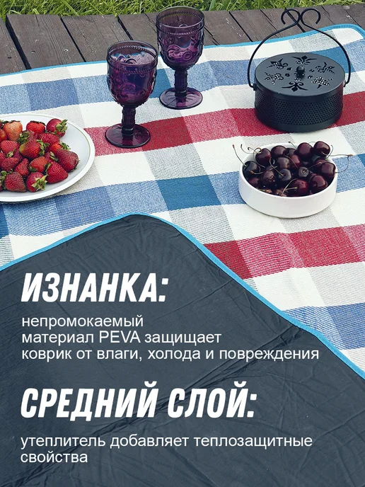 Toveon Коврик пляжный из акрила с чехлом-сумкой 200х200 см, 200x200 см, фото 5