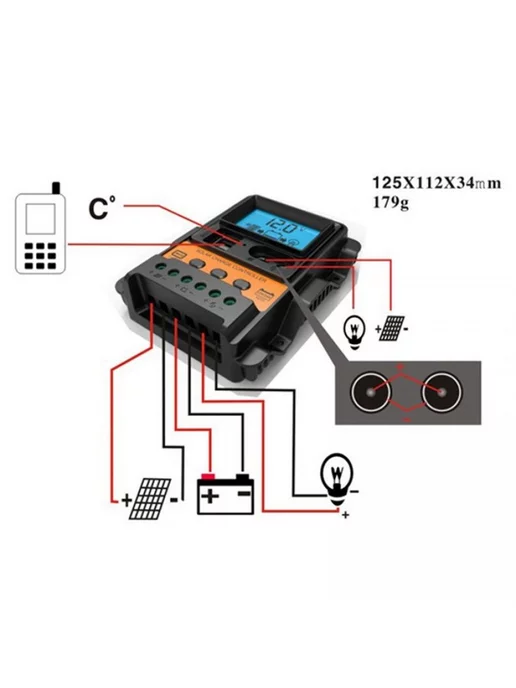 MyPads Солнечный контроллер заряда 30A 12V24V с LCD Display и ра, вариант, фото 4