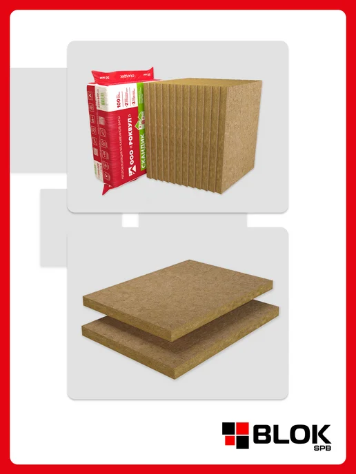 Rockwool Лайт Баттс Скандик 50 мм (1 уп. 5,76 м2 12 плит), бежевый, фото 6