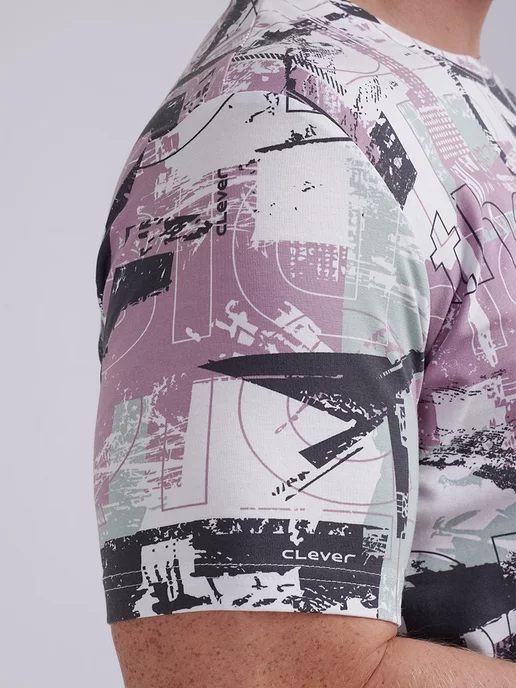 CLEVER WEAR Футболка с принтом хлопок яркая, белый, фото 5